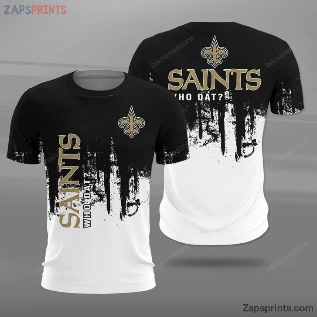 New Orleans Saints Black And White 3D Classic T Shirt V1 Gift For Fan Football Lovers