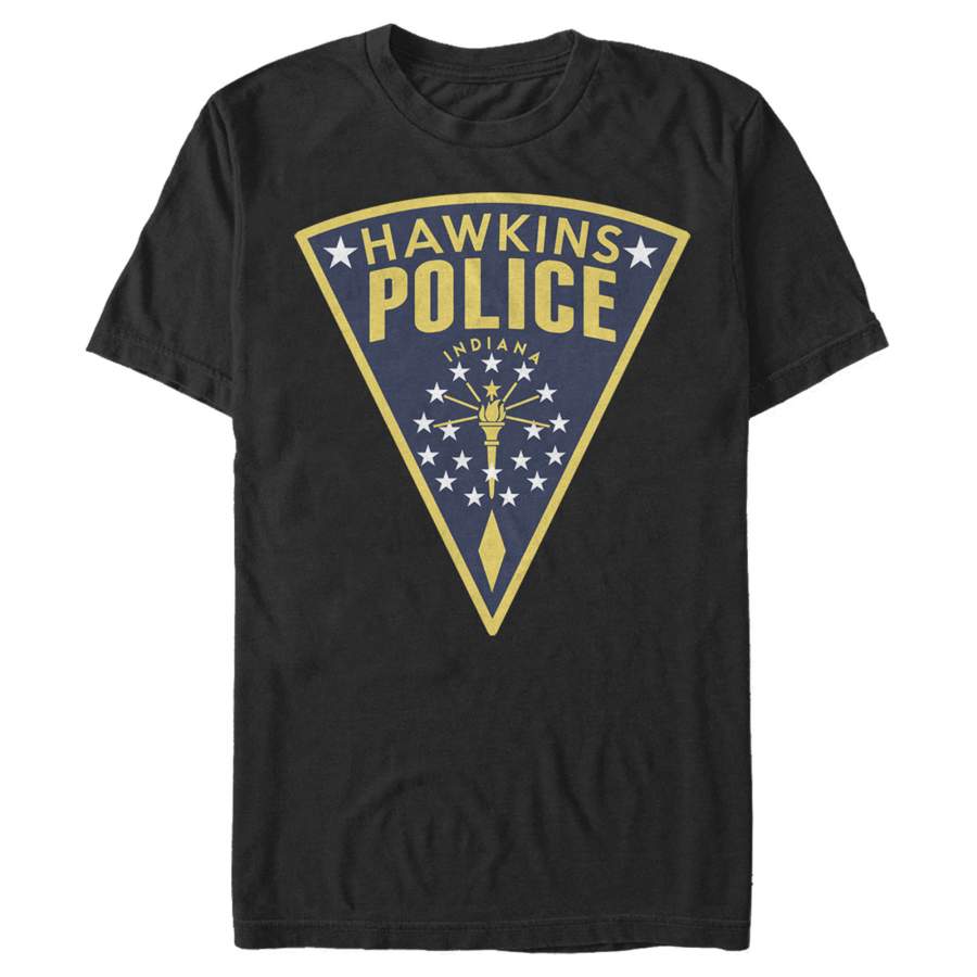 Stranger Things Men’s Hawkins Police Crest  T Shirt