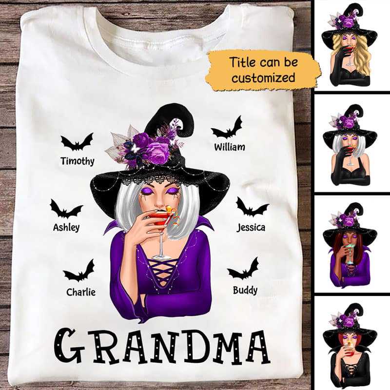 Halloween Witch Mom Grandma Personalized Shirt