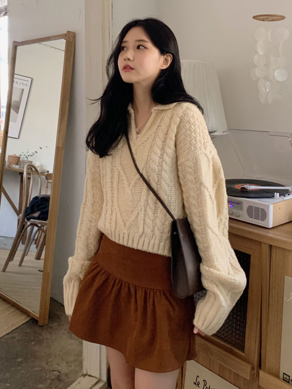 Warm sweater women’s autumn and winter 2021 new Japanese retro twist lazy style Pullover loose with foreign style sweater alx