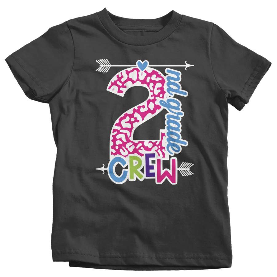 Girls Second Grade T Shirt 2nd Grade Crew T Shirt Cute Leopard Print Shirt 2nd Grade Back To School Shirts