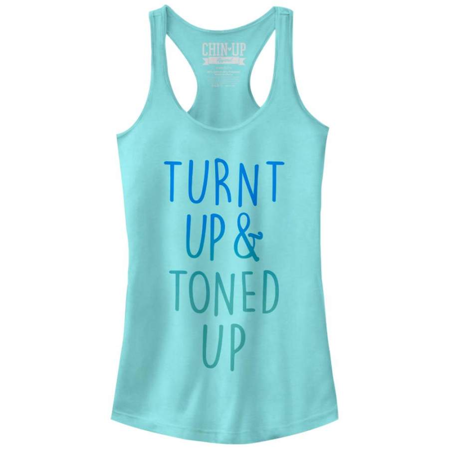 CHIN UP Junior’s Turnt Up and Toned Up  Racerback Tank Cancun