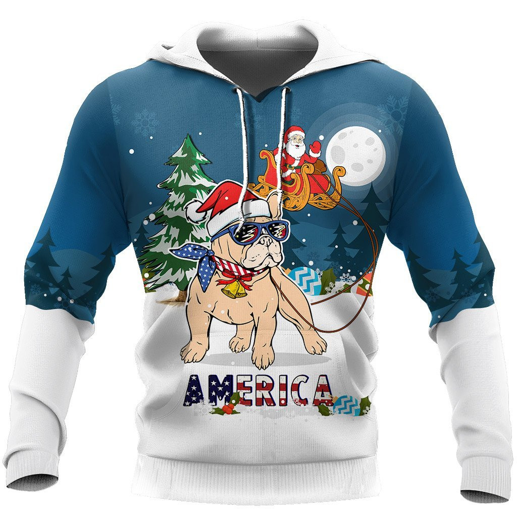 Pitbull & Santa Chritmas 3D All Over Printed Shirt & Short For Men And Women Pl