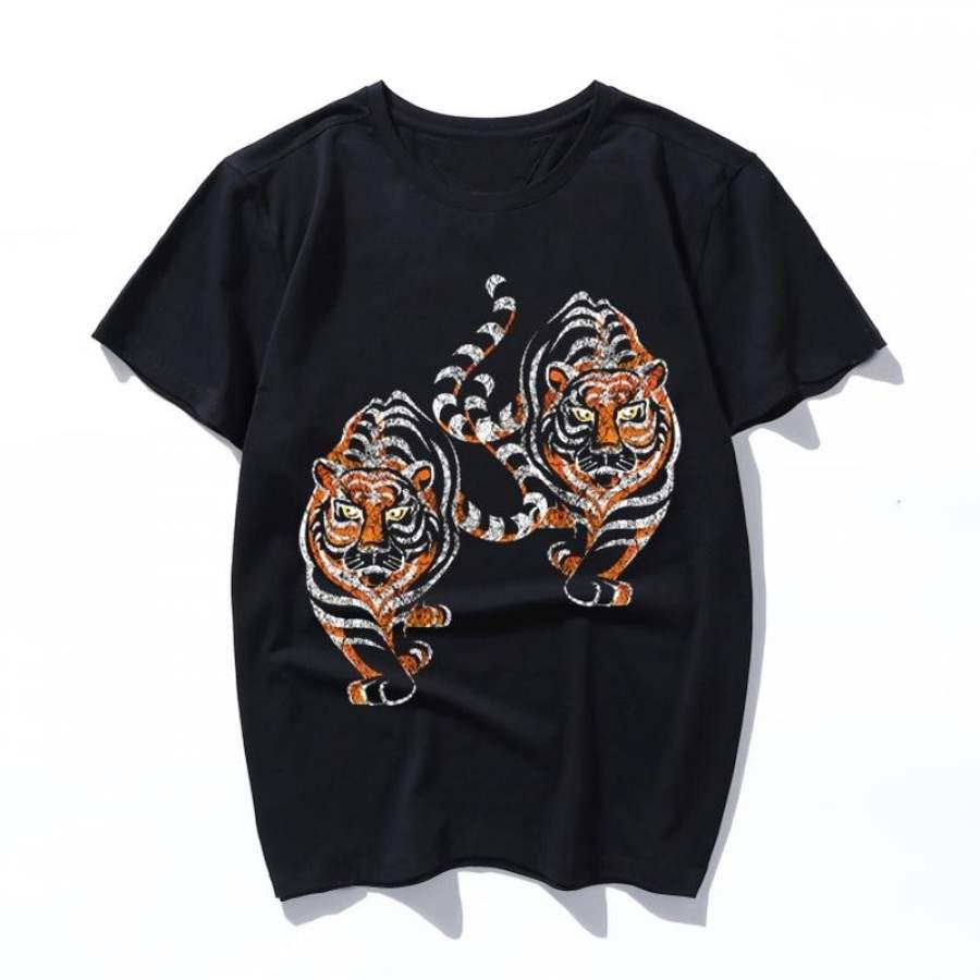 tiger tiger t shirt Men Women T-shirt Short Sleeves black Undershirt Male Female Solid Cotton Mens Tee Summer Jersey Clothing Homme