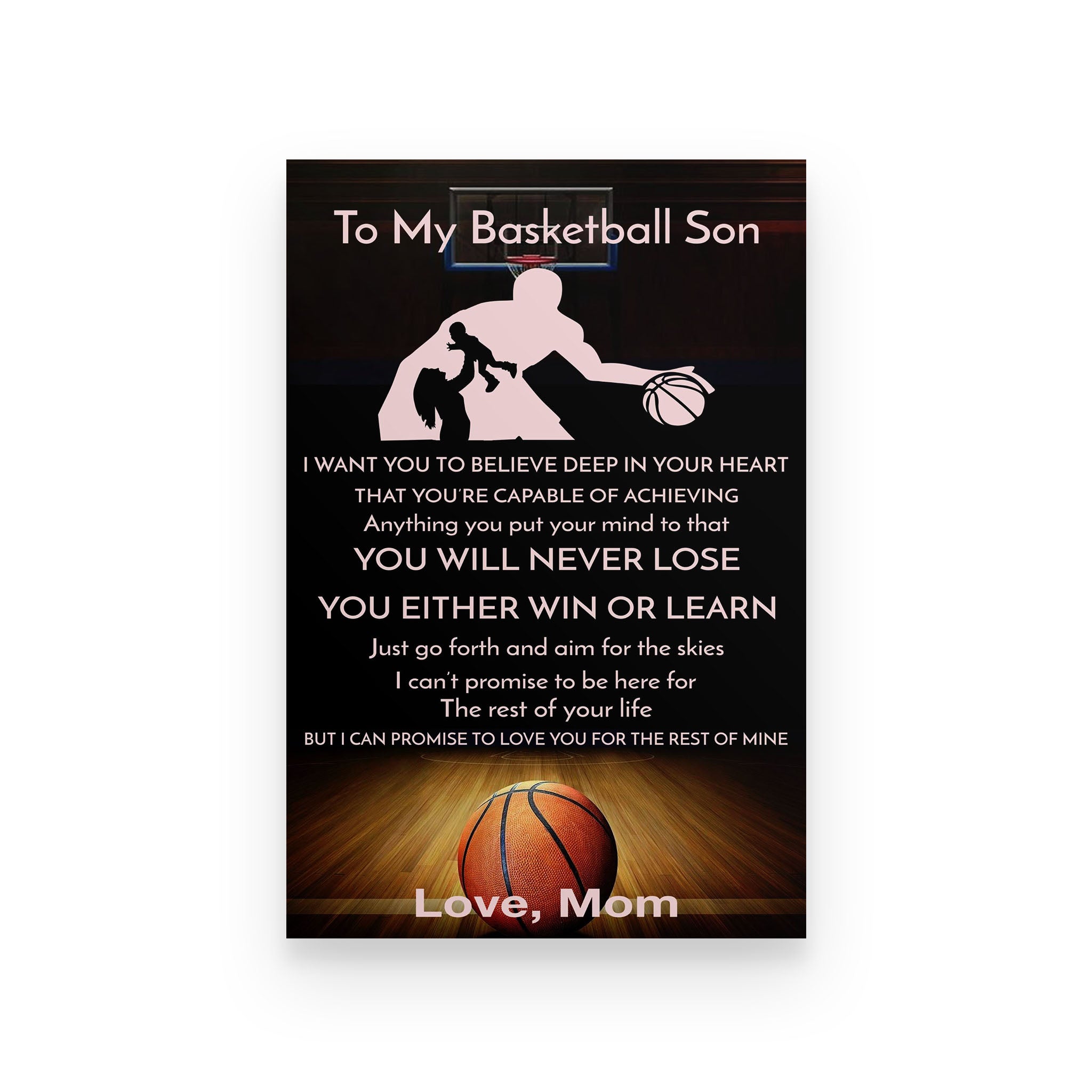 Basketball poster mom to son I want you to believe deep in your heart