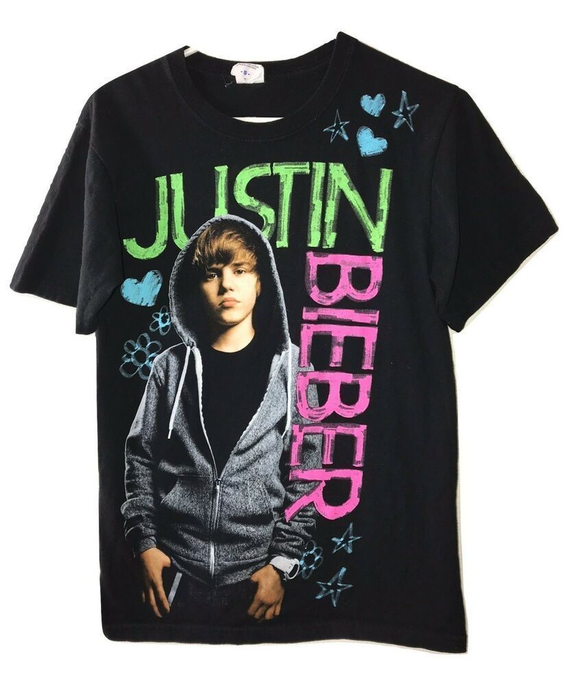 Justin Bieber Vtg 2009 Black Shirt Pop Rap Hip Hop S Rap T-Shirt