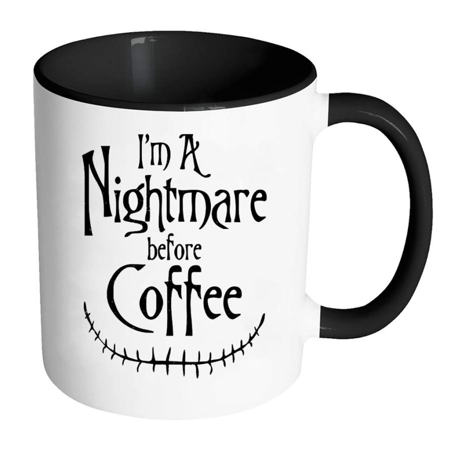 A Nightmare Before Coffee, Halloween Gift – Full-Wrap Coffee Colors Accent Mug