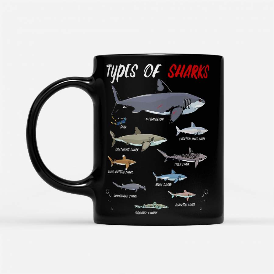 Types Of Sharks – Black Mug