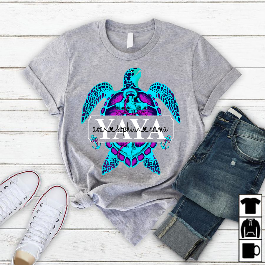 Yaya – Turtle And Anchor, Family Customize Personalized T-Shirt, Hoodie Adult, Kid, Unisex