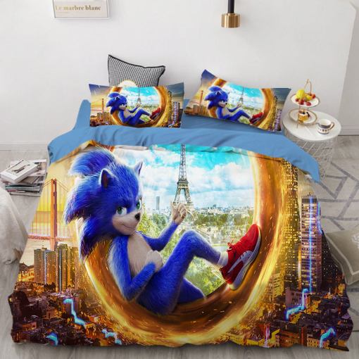 Sonic The Hedgehog 2 Duvet Cover Pillowcase Home Decor 3D Bedding Set 2983