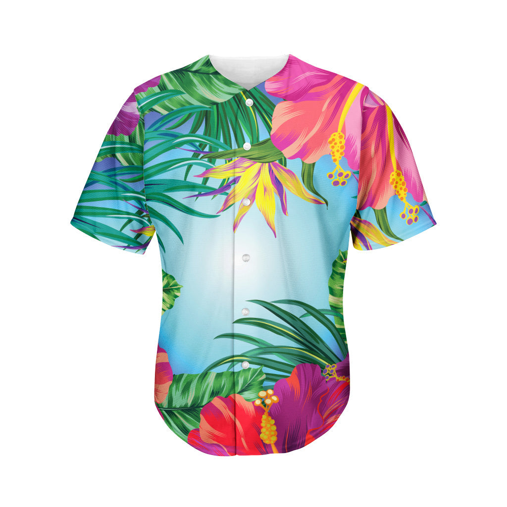 Hawaii Aloha Flower Print Baseball Jersey Ha23381