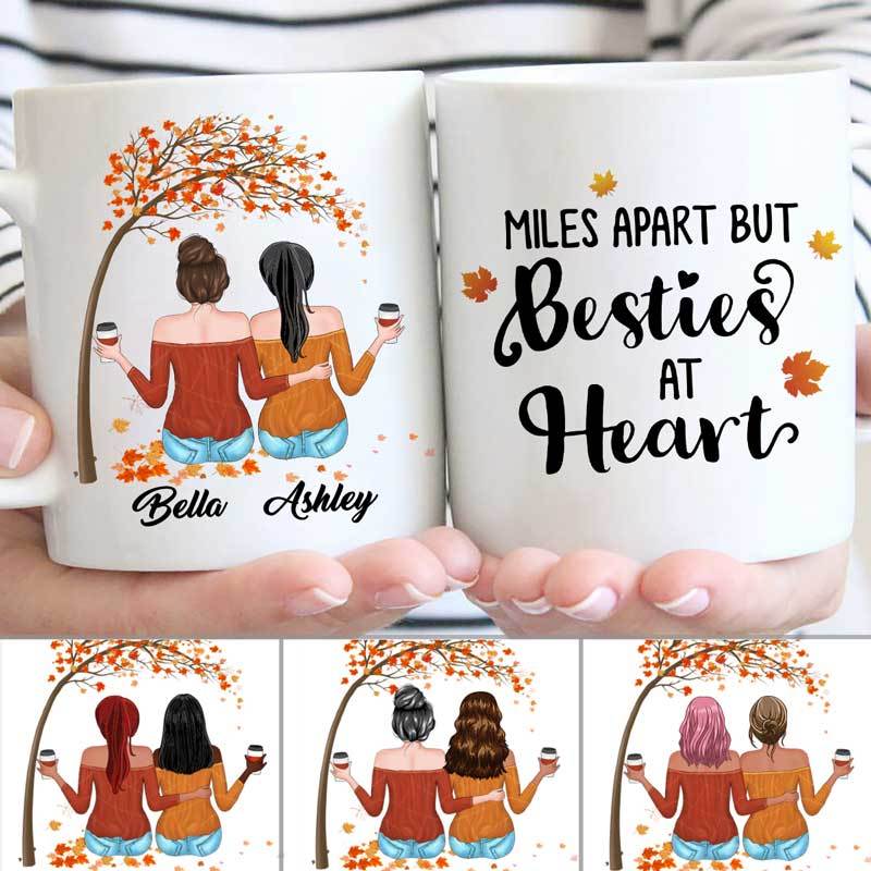 Fall Season Long Distance Relationship Gift Besties Personalized Coffee Mug