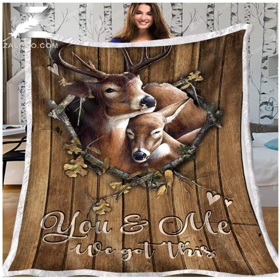 Zalooo – Custom Fleece Blanket – DEER – Wedding Anniversary – You and me We got this