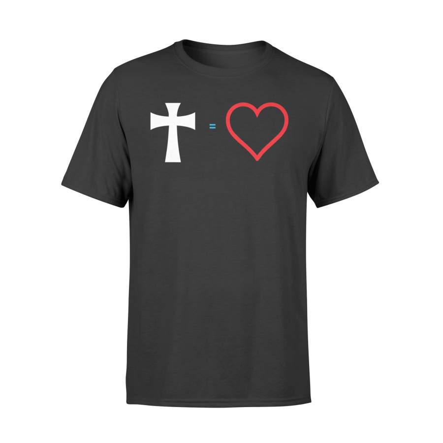 Cross Equals Love Christian Heart Jesus Easter T Shirt