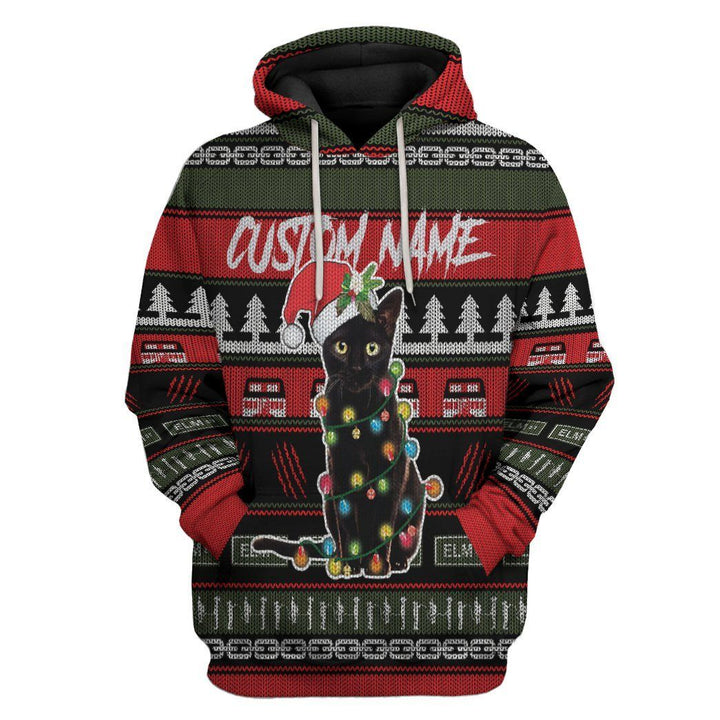 Waybackapparel  Custom Black Cat Ugly Christmas 3D All Over Print