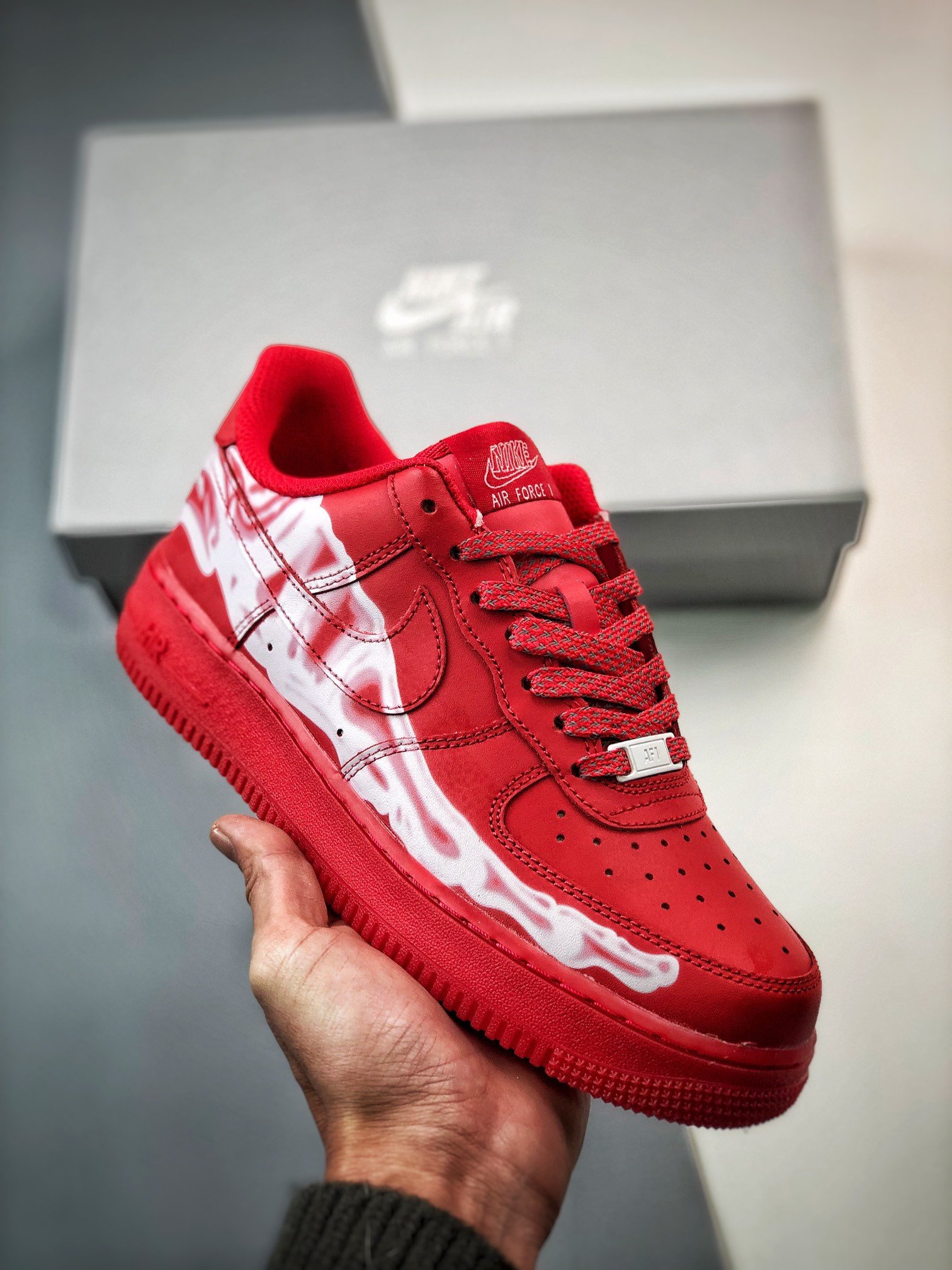 Nike Air Force 1 Low Skeleton Red Custom 5340388