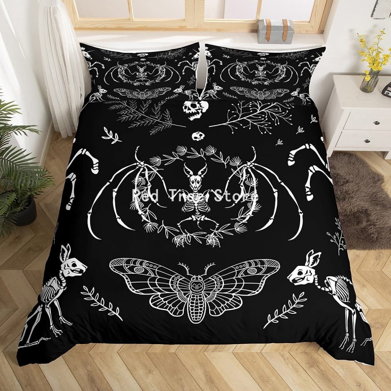 Bedding Set 3D Cartoon Modern Punk Skull Skeleton Home Decoration With Pillowcase Duvet Cover Bedding Set Queen King Size