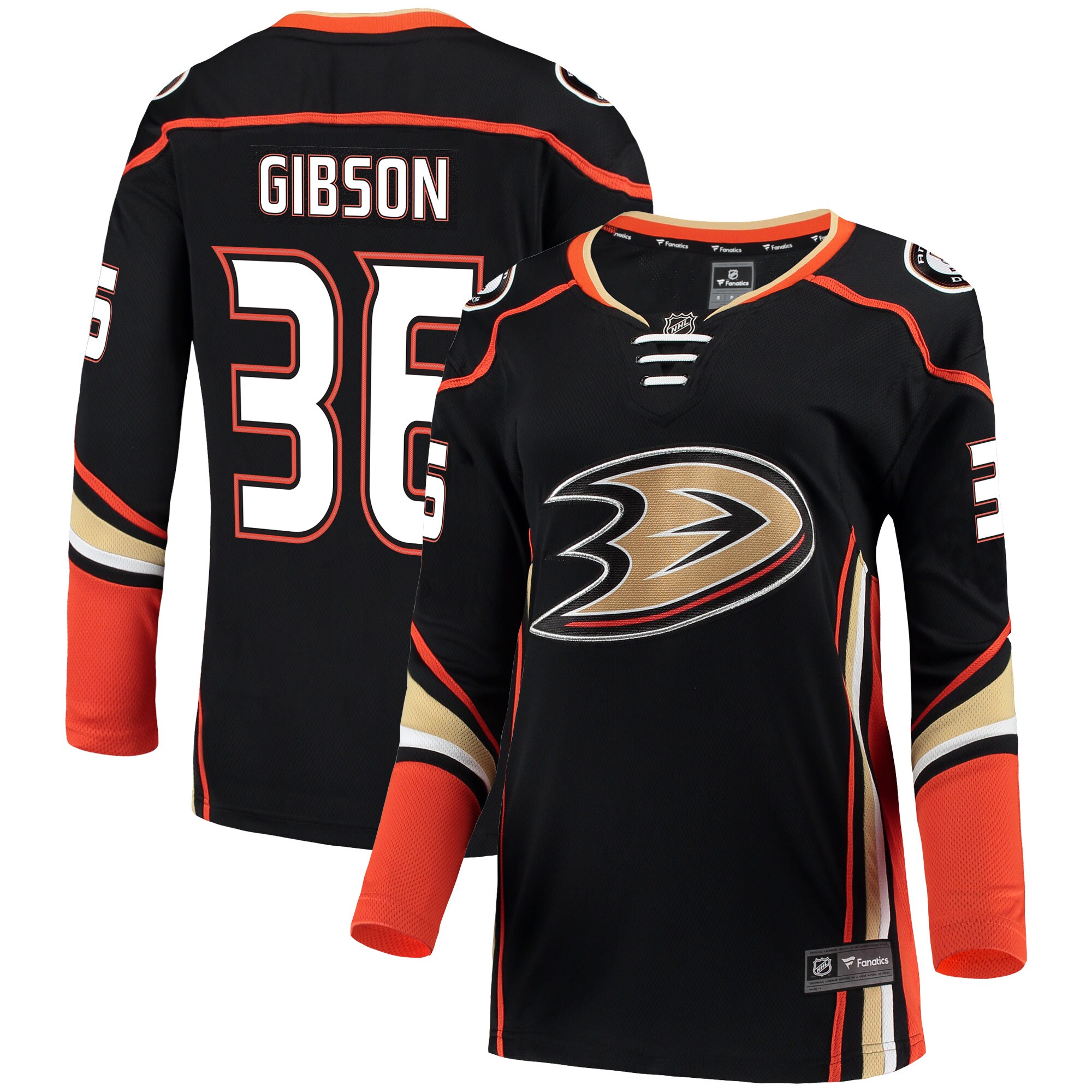 John Gibson Anaheim Ducks Branded Women's Breakaway Jersey – Black