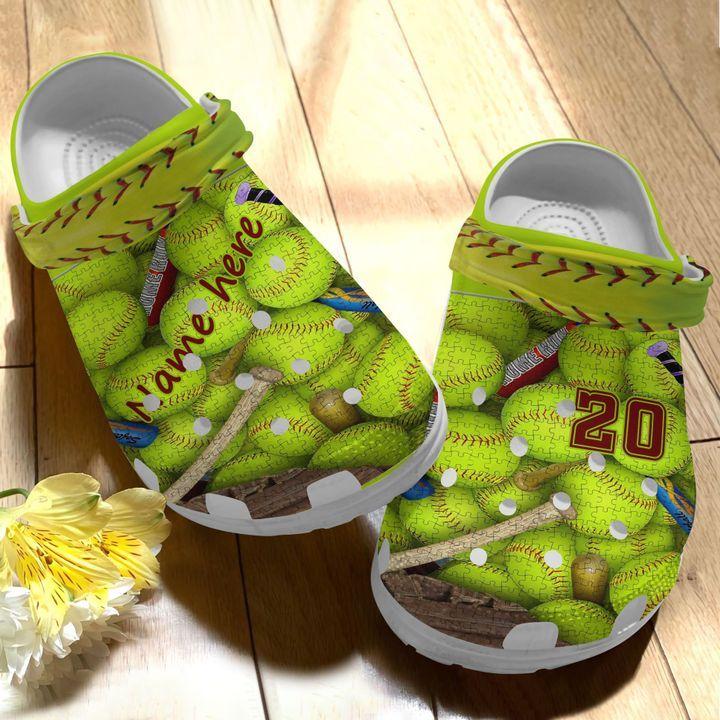 Softball Personalize Clog, Custom Name, Text, Fashion Style For Women, Men, Kid, Print 3D I Love Playing Softball