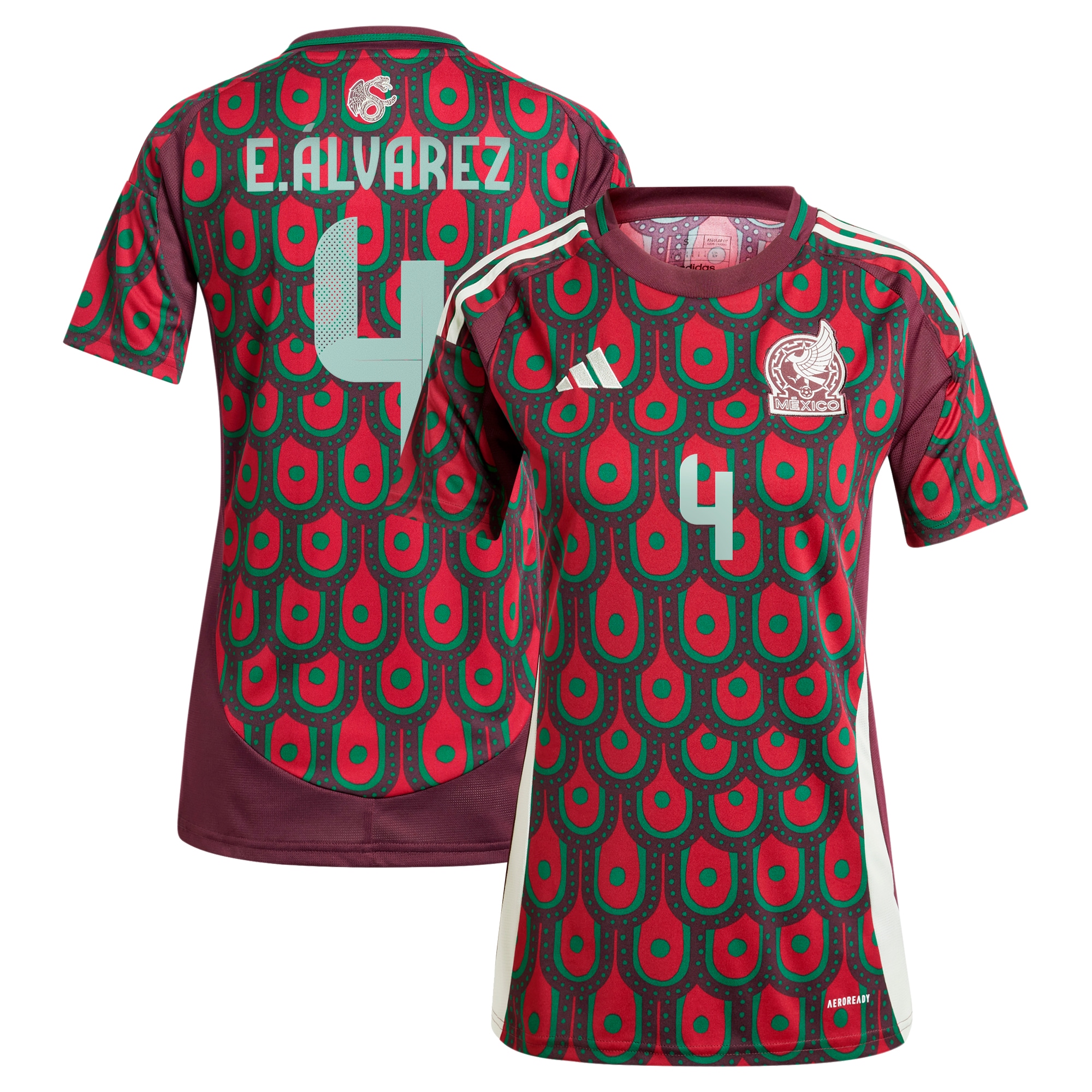 Edson Alvarez Mexico National Team Women's 2024 Home Replica Player Jersey – Burgundy