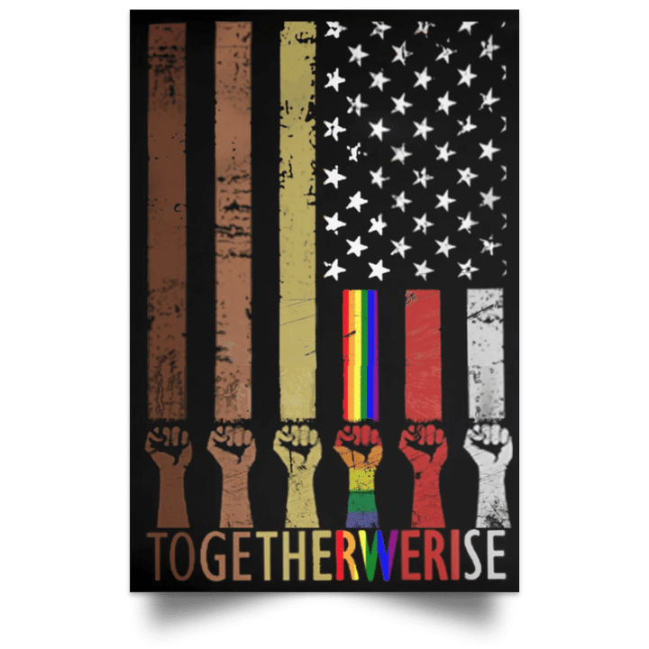 American Flag Together We Rise Portrait Canvas & Poster Juneteenth Be Kind Asl Blm Birthday Gift Family Gift Home Decor Wall Art Visual Art