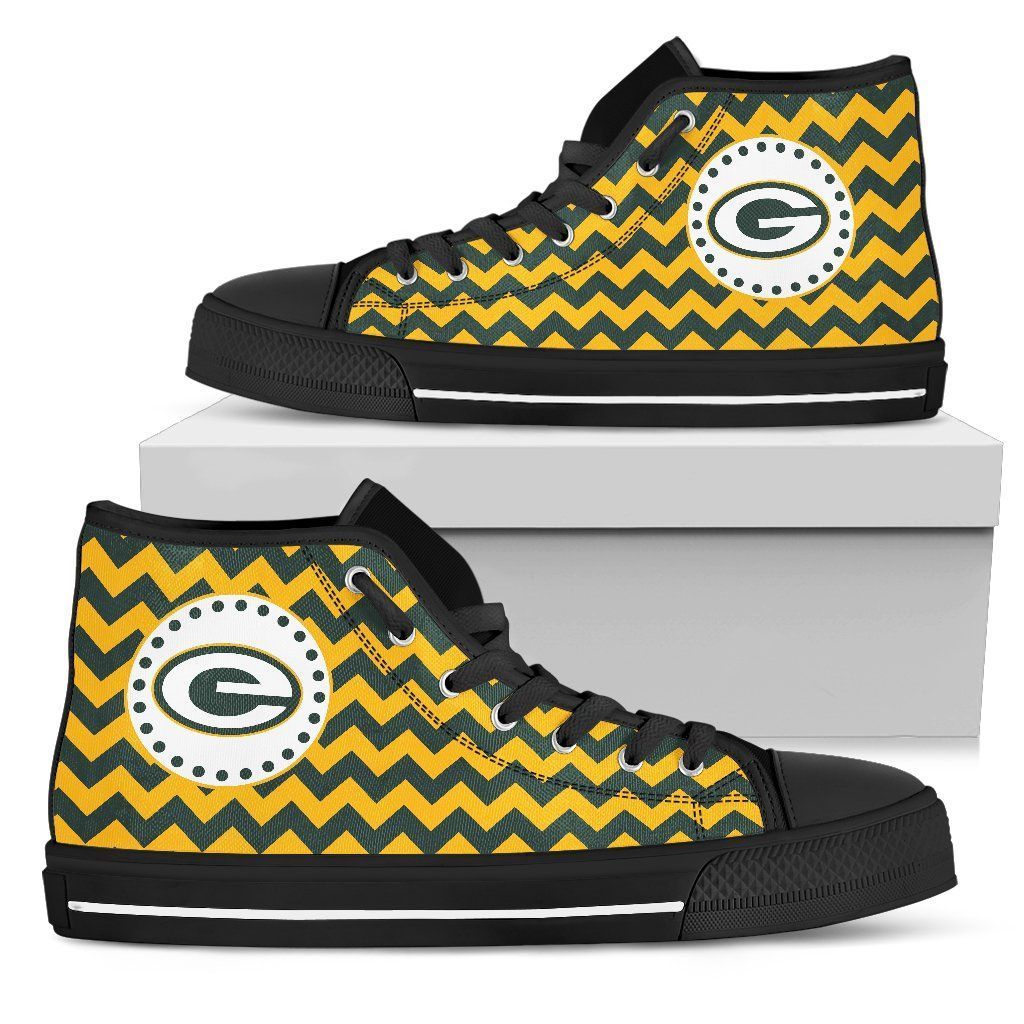 Green Bay Packers Chevron Pattern High Top Shoes