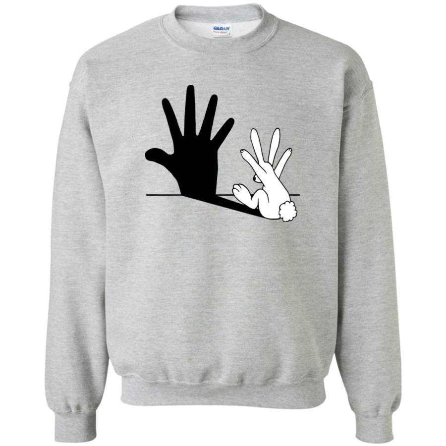 AGR Rabbit Hand Shadow Crewneck Pullover Sweatshirt