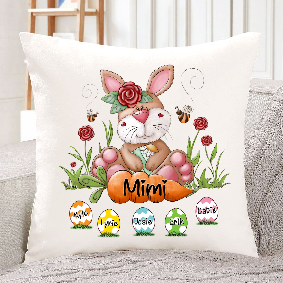 Personalized Bunny Grandma Rabbit Cute With Grankids Egg Easter Day Indoor Pillow