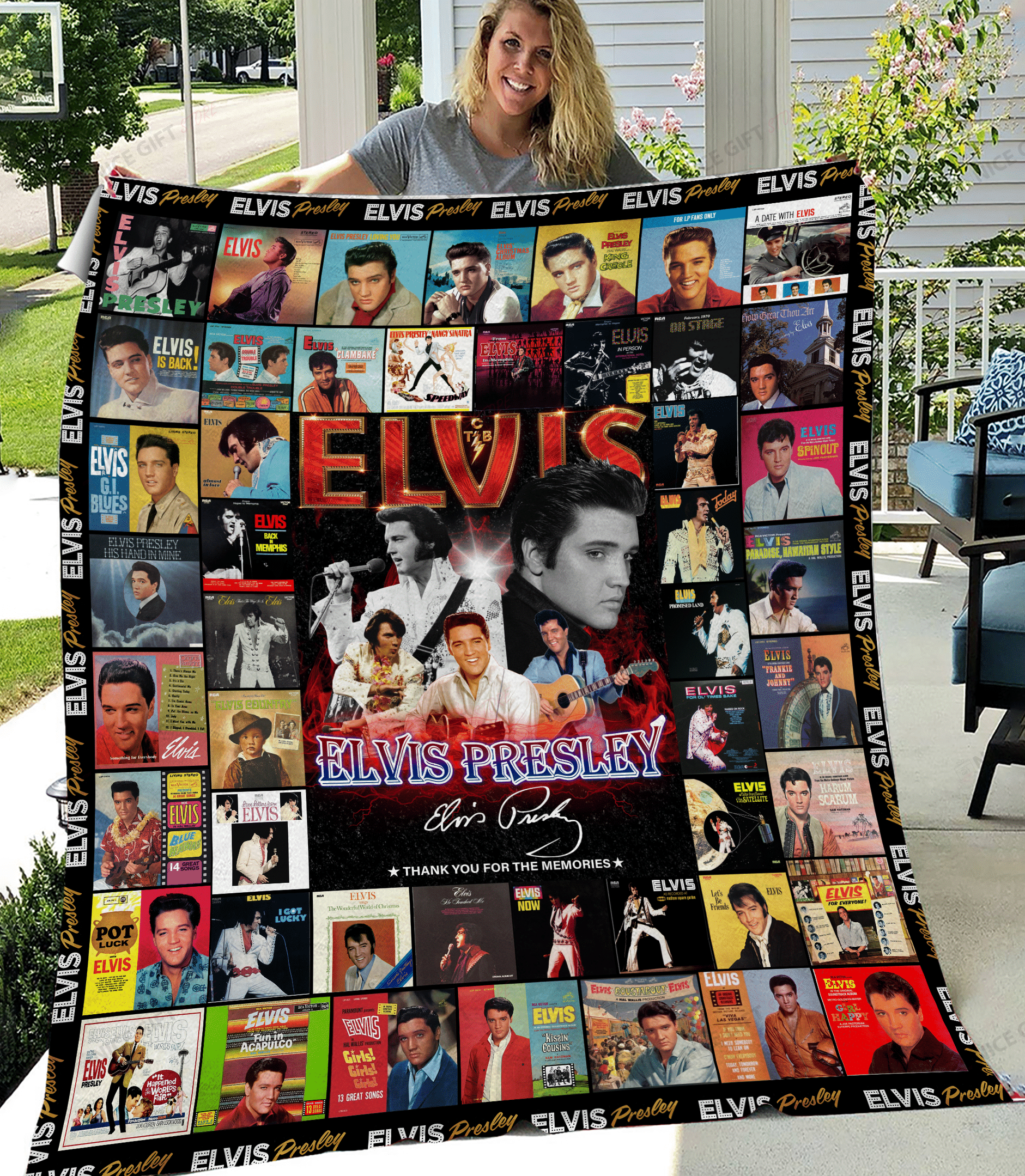 Elvis Presley Fleece Blanket Blk-S8E5