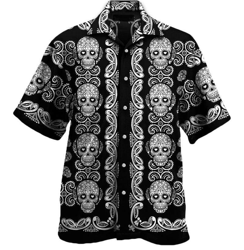 Sugar Skull Pattern Unisex Hawaii Summer Beach Shirts Ha12262