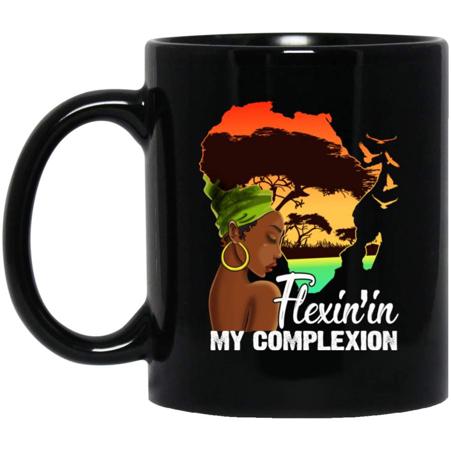 African American Coffee Mug Flexin’ In My Complexion African Map 11oz – 15oz Black Mug