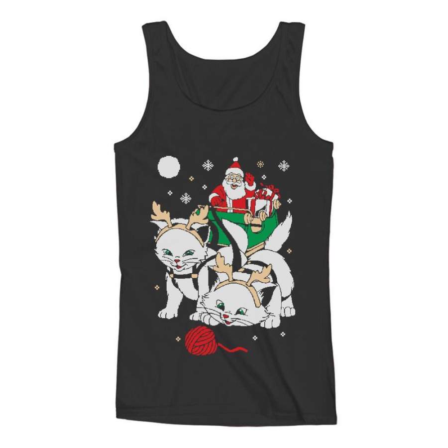 Cats Santa Ride Kittens Ugly Christmas Women Tank Top