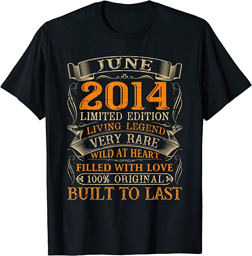 Vintage June 2014 Shirt 7 Years Old 7th Birthday Gifts T-Shirt