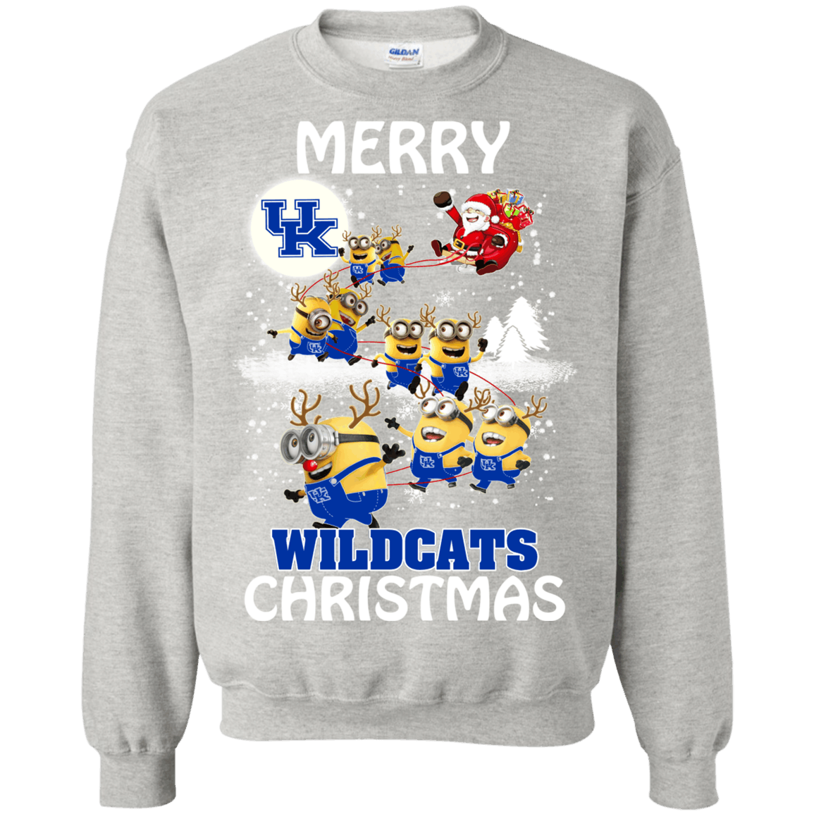 Buy Kentucky Wildcats Ugly Christmas Sweaters Minions Santa Claus Merry Christmas Sweatshirt