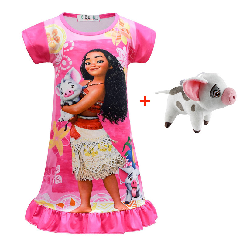 Summer Girl Dress Cartoon Moana for Girls Clothes Print Baby sleepwear Dress pajamas Spotted Pig Children Kids Vaiana Clothing alx