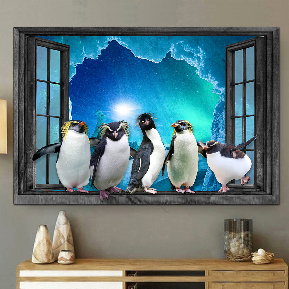 Funny Penguins Ice 3D Wall Art Painting Art 3D Animals Lover Home Decoration Gift Idea