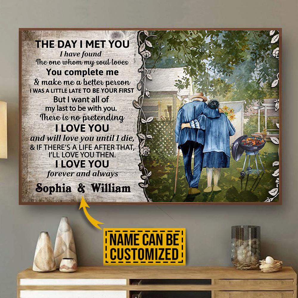 Personalized Canvas, Custom Canvas Prints Grilling Couple The Day I Met Customized Poster Print, Canvas Poster Wall Art, Canvas Print Wall Decor