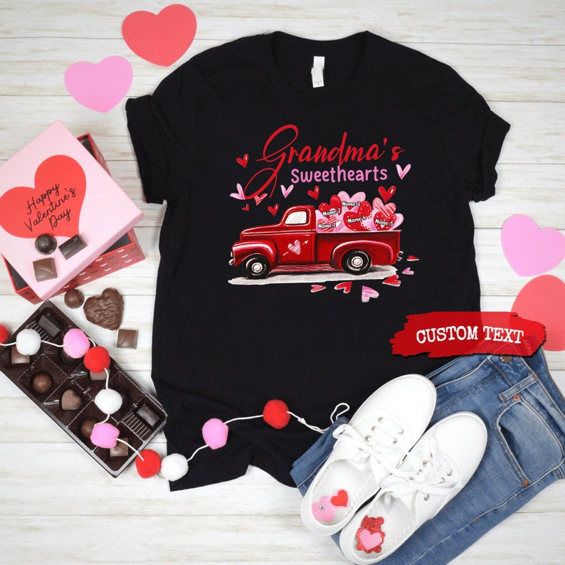 Personalized Grandma Nana Grandma’S Sweethearts Custom Name’S Kid Blessed Nana Christmas T-Shirt, Grandma Valentine Shirt Candy Shirt