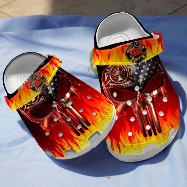 Skull Firefighter America Shoes clogs Gifts For Men Boys