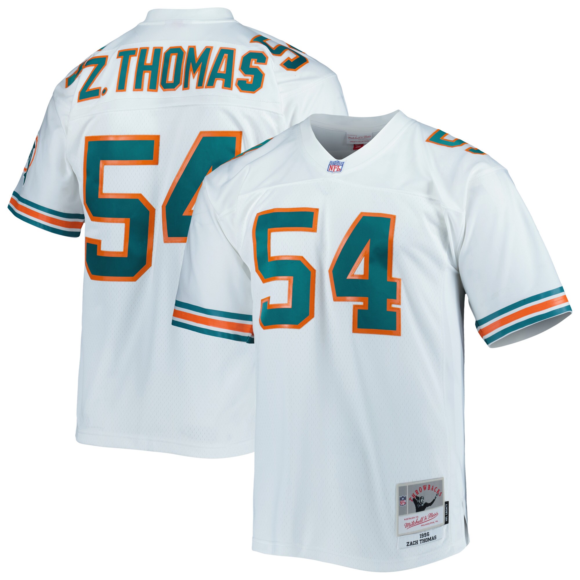 Men’s Miami Dolphins Zach Thomas Mitchell & Ness White Legacy Jersey