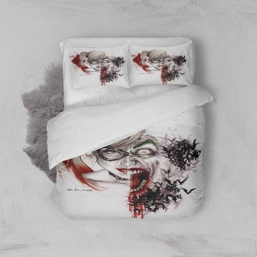 Fashion24Hs - Warm Bedding Quilt - Harley & Joker Halloween Cover Quilt Sheet Soft And Comfortable Harley Quinn Bedding