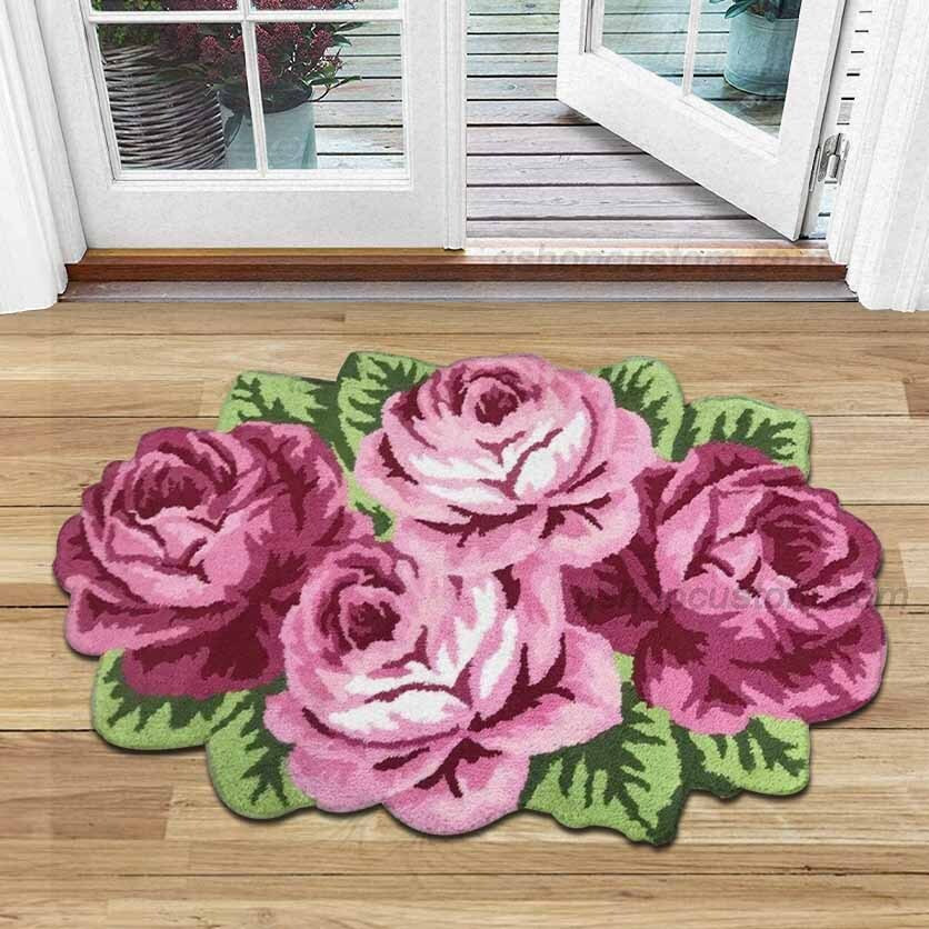 Roses Flower 3D Rug Doormat – Lovely Rose Vintage Rug – Doormat Carpet – Sdm-A0063