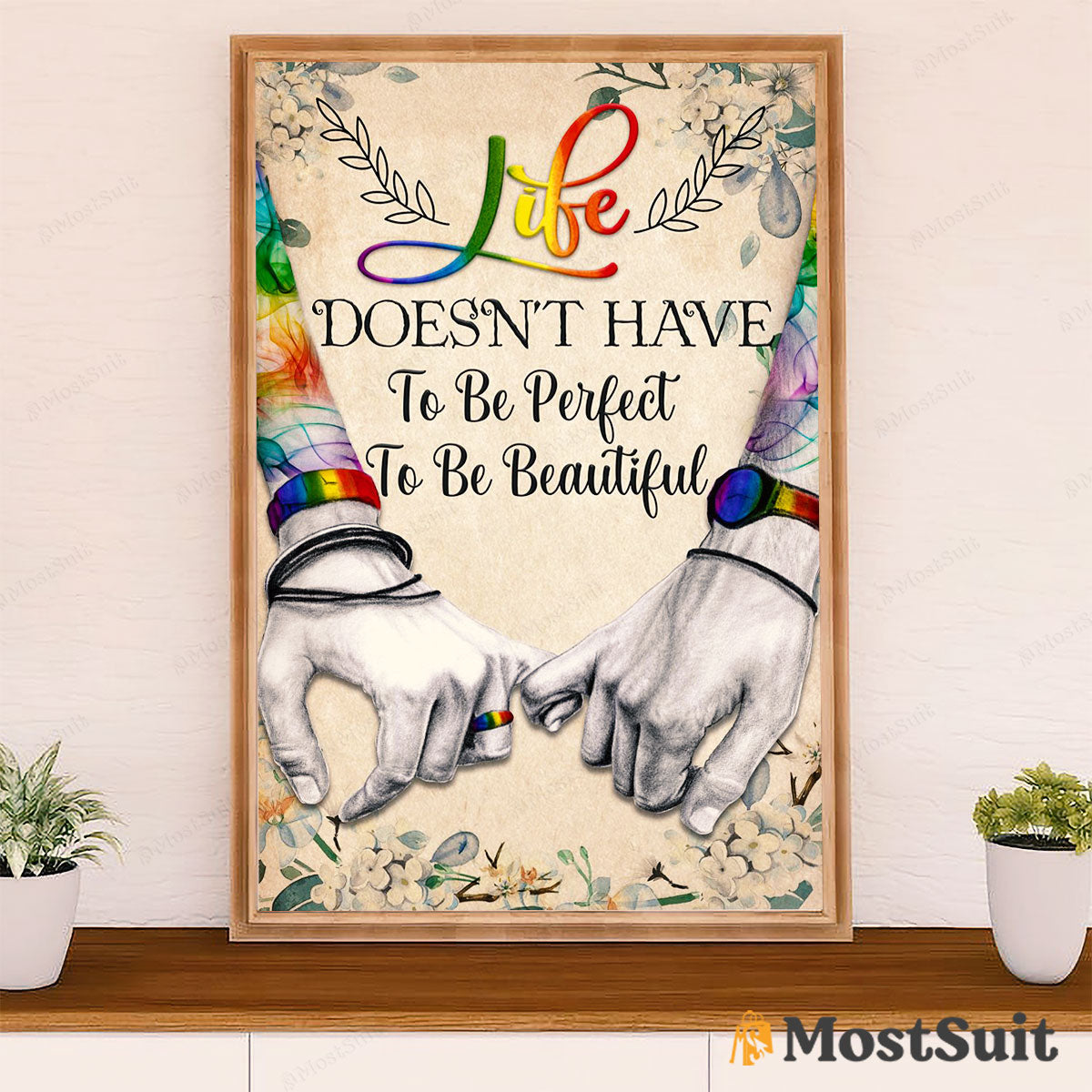 Lgbt Gay Pride Month Poster Room Wall Art | Couple Hand Life