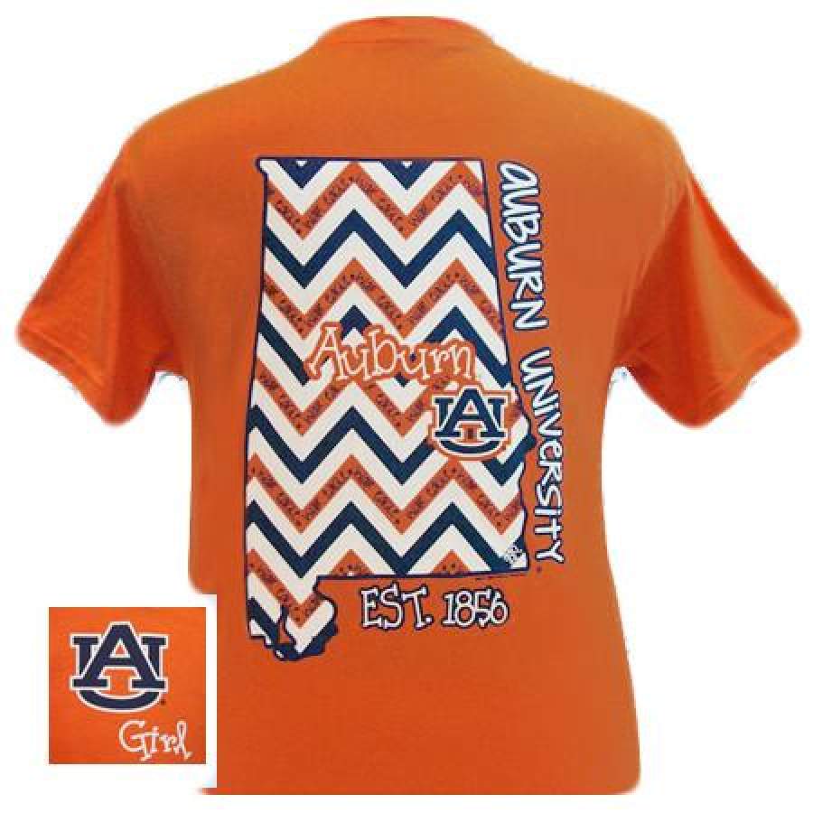 Auburn Tigers War Eagle Chevron State Girly EST. 1856 Bright T Shirt