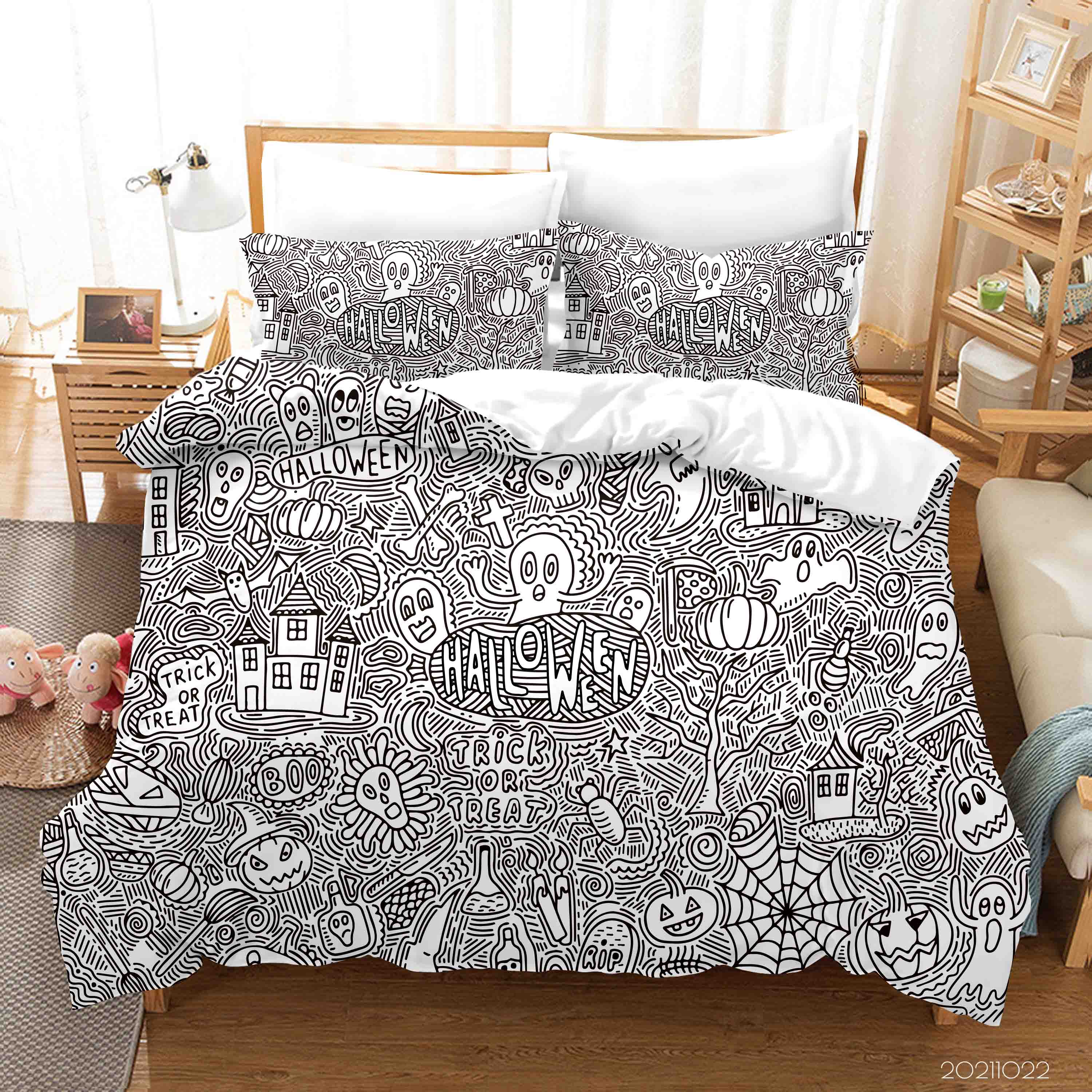 3D Halloween Decoration Doodle Quilt Cover Set Bedding Set Duvet Cover Pillowcases 20