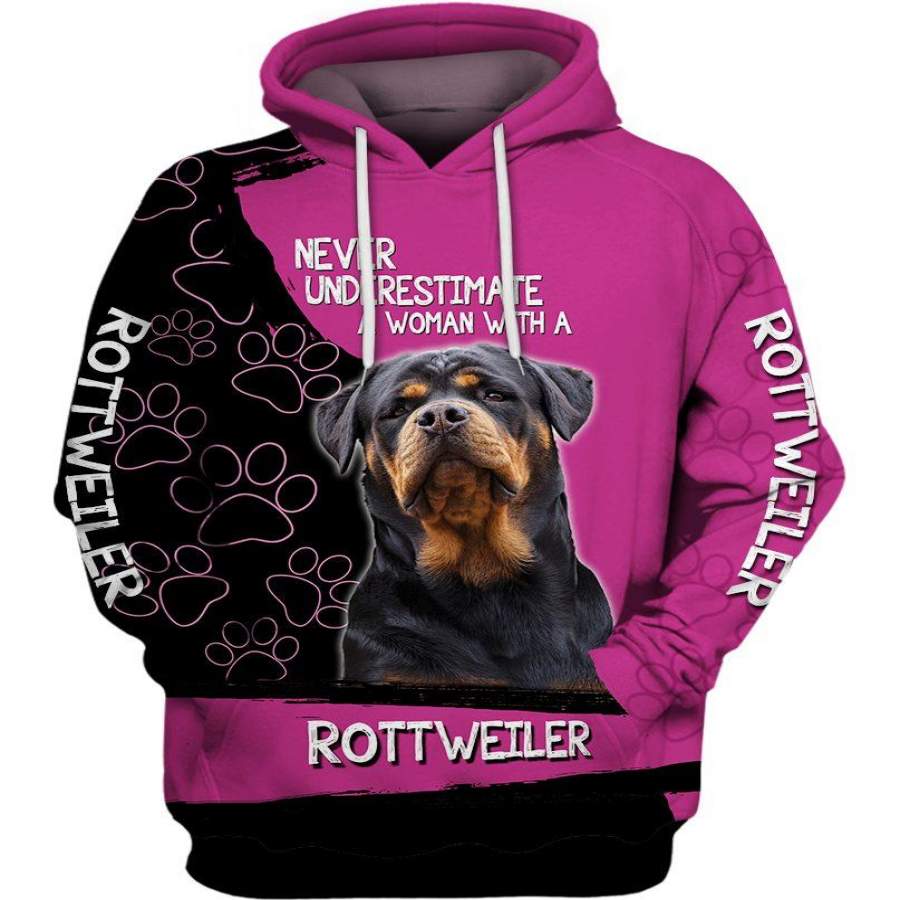 A Woman With A Rottweiler US Unisex Size Hoodie