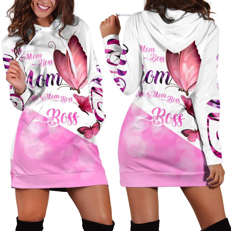 3D All Over Love Mom Butterflies Hoodie Dress Blanket