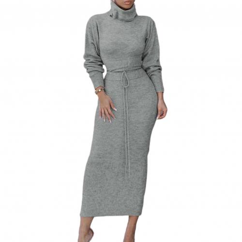 Women Autumn Winter Sweater Pullover Long Sleeve Turtleneck Maxi Bodycon Skirt Two Piece Set Women Outfit Knit Sweater Dress Set alx