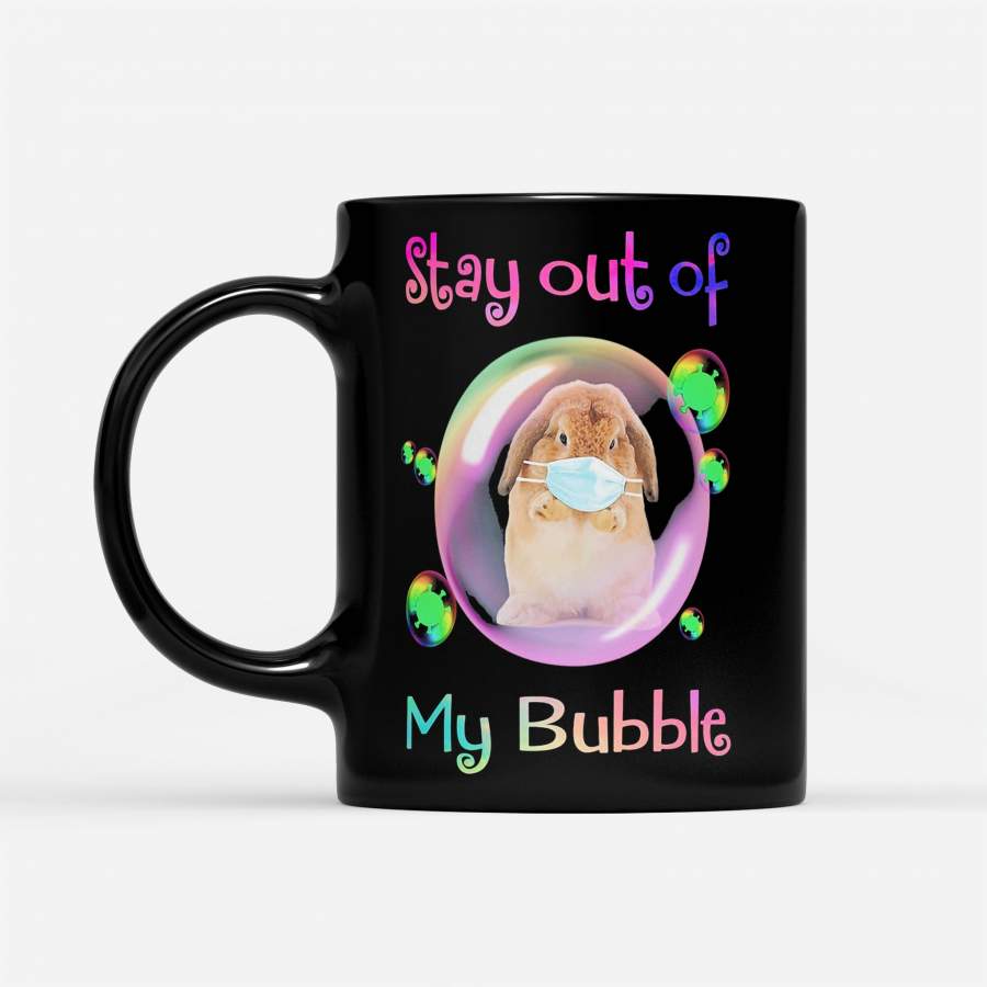 Bunny Wear Medical Mask Stay Out Of My Bubble Coronavirus – Black Mug