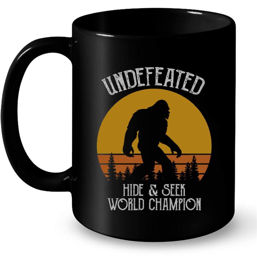 Undefeated Hid And Seek World Champion, Sunset Classic Vintage Retro – Full-Wrap Coffee Black Mug